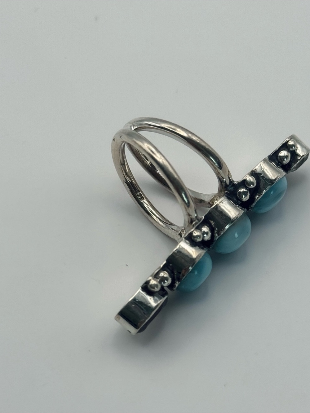 Larimar, Clear Quartz, and Iolite Ring (S925) - Picture 4 of 4
